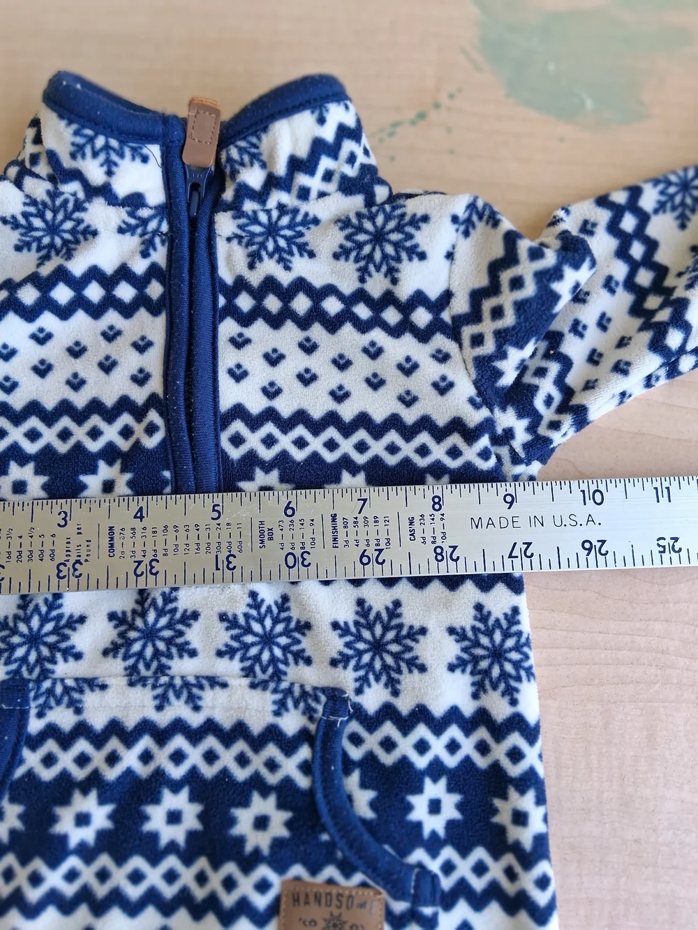 Carter's Navy and White Snowflake Fleece Footie 6 Months
